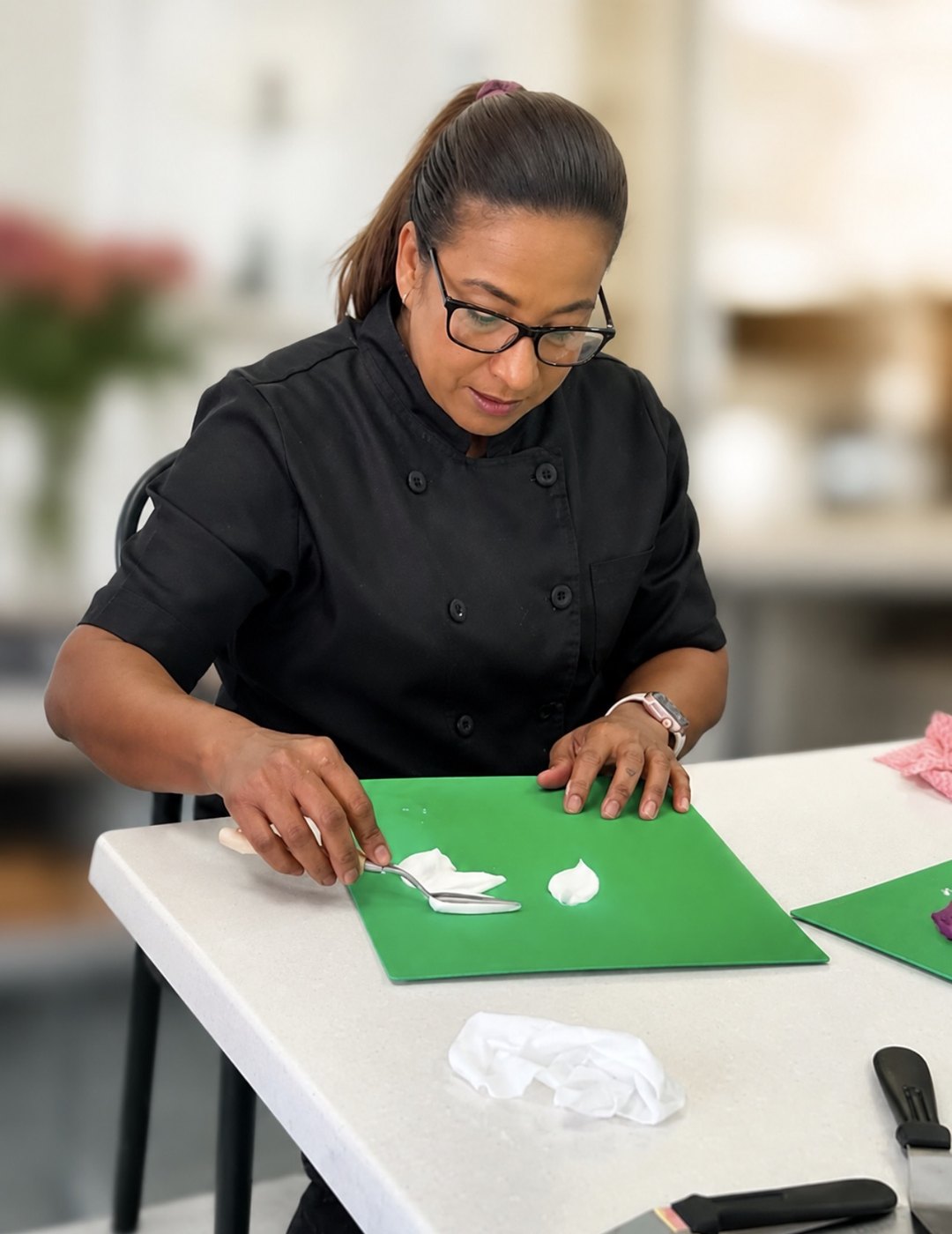 Anita preparing a class demonstration